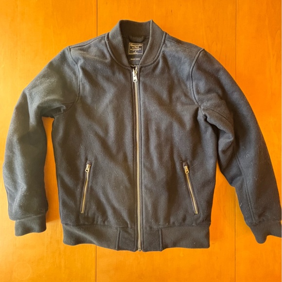 Abercrombie & Fitch Navy Blue Wool Bomber Jacket